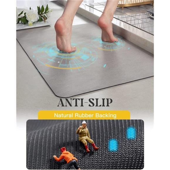 Gray Non Slip Quick Dry Absorbent Bath Rugs Washable Bathroom Floor Mats 6x24" - Picture 5 of 5